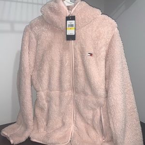 Tommy hilfiger baby pink Sherpa hoodie jacket
